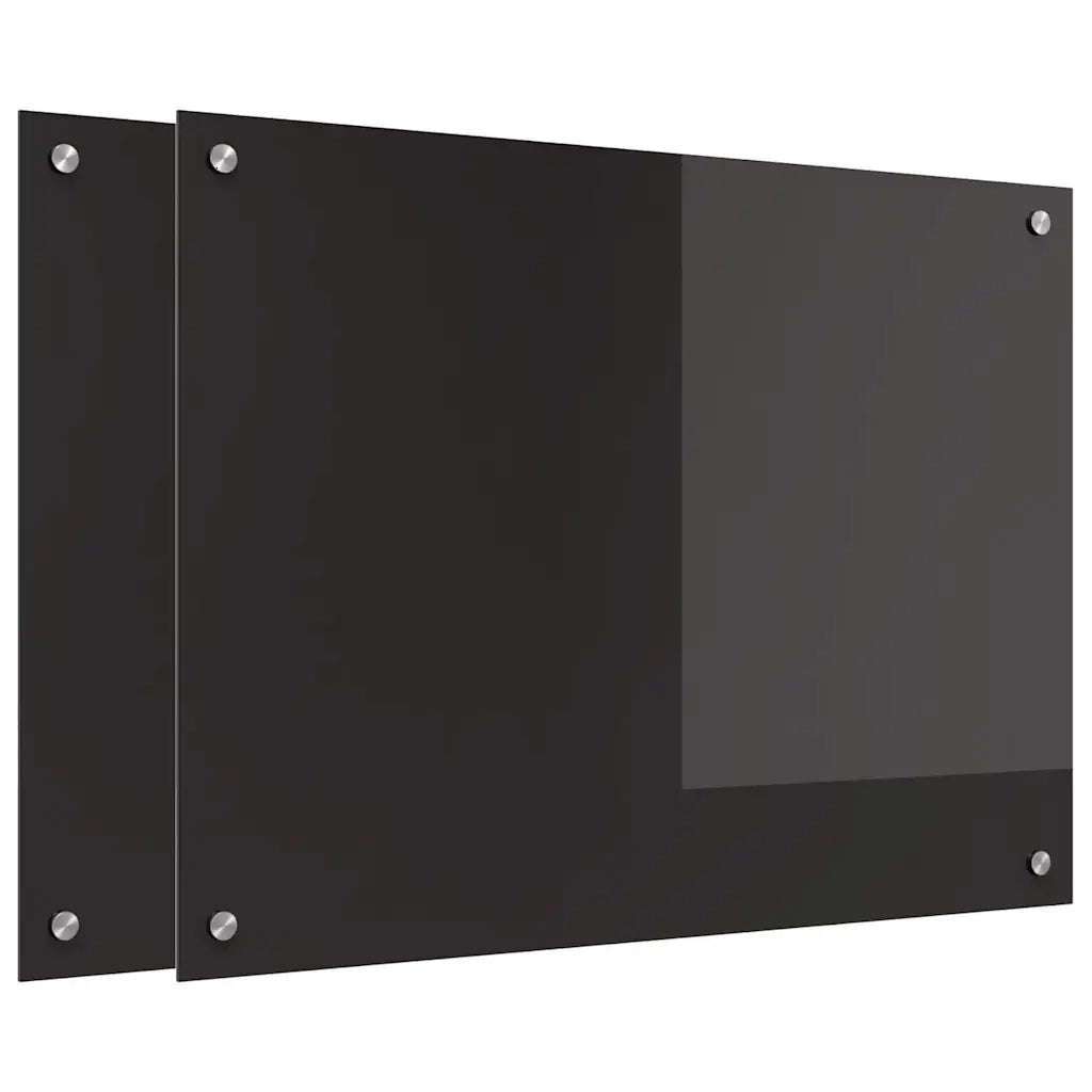 Schienale da cucina 2 pcs Nero 80 x 60 cm vetro temperato 3415547