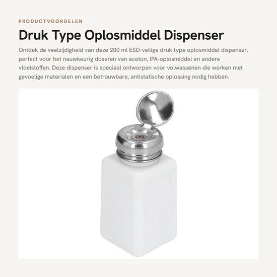 Dispensatore di solvente a pressione - Antistatico - Fusto di solvente sicuro - Bianco - Ideale per l'acetonato - Modello senza marchio - Capacità 1L - 1 litro - 1000 ml