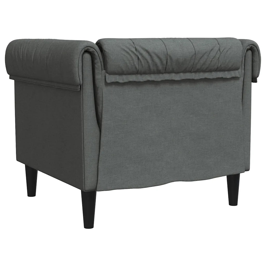 Divano Sedia-Poltrona Chesterfield Grigio Scuro in Tessuto