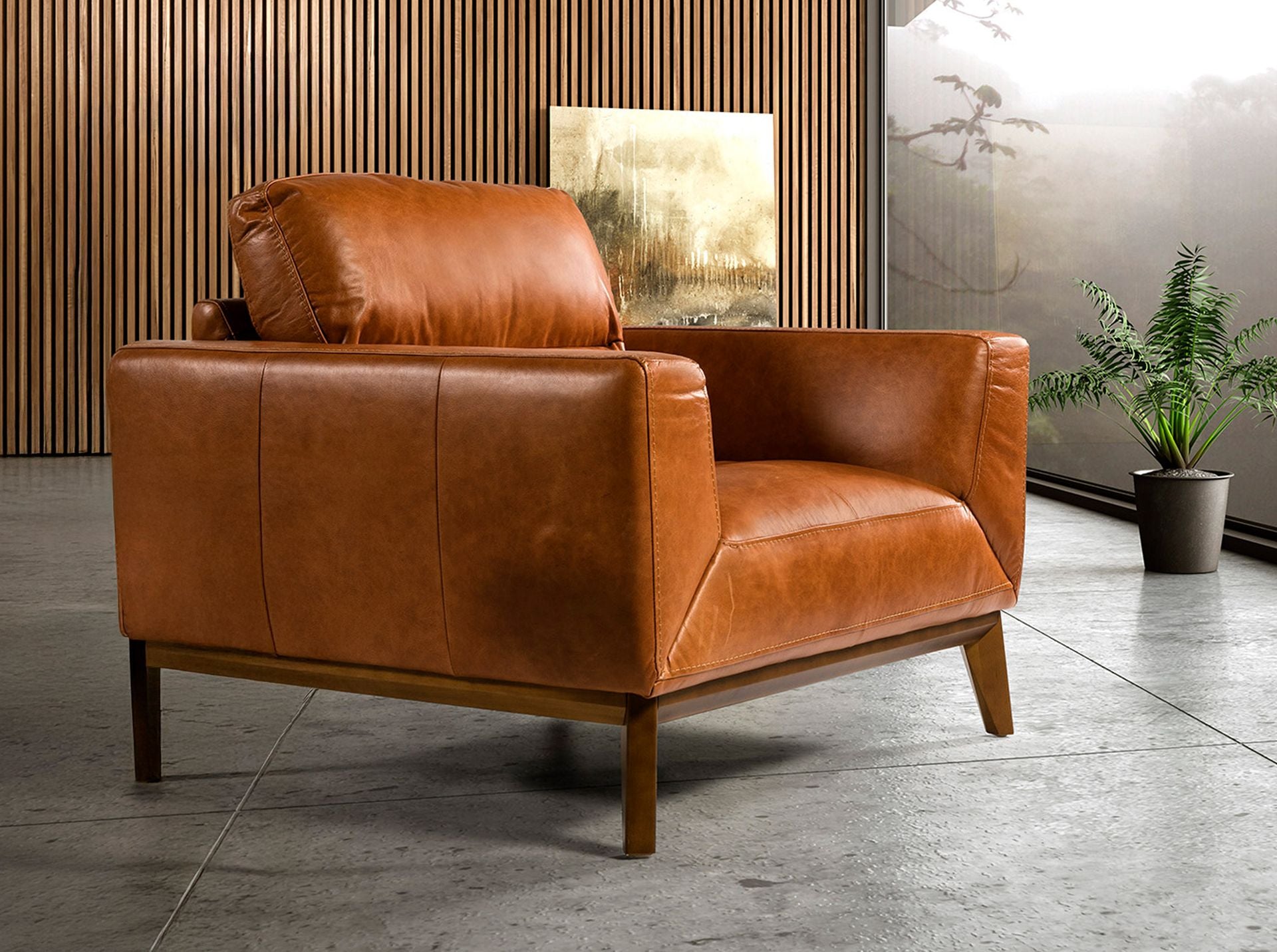 Poltrona in pelle marrone