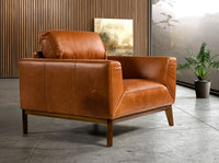 Poltrona in pelle marrone