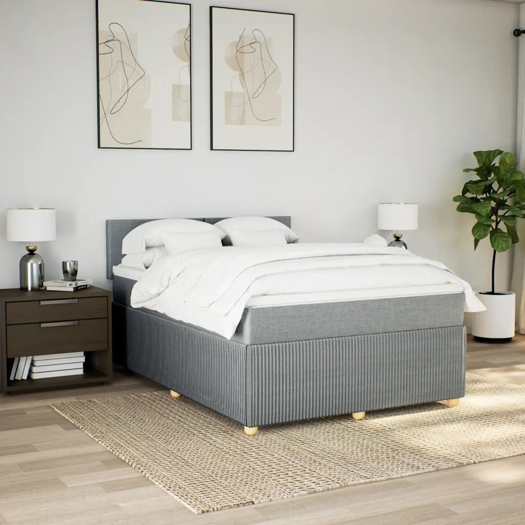 Giroletto a Molle con Materasso Grigio Chiaro 140x190cm Tessuto