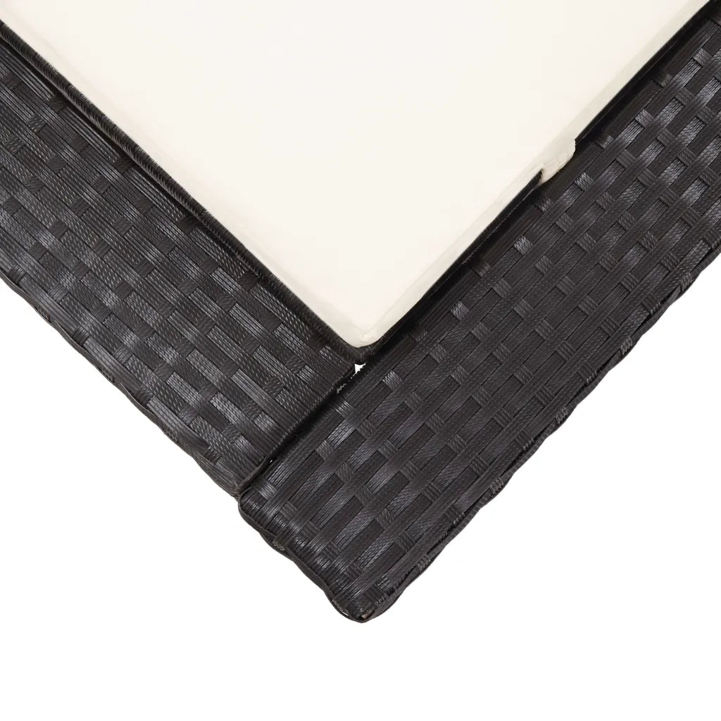Lettino Prendisole con Cuscino Nero in Polyrattan 46234