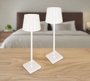 Coppia Di Lampada Da Tavolo LED Set 2 Pezzi Design Moderno Senza Fili Ricaricabile Controllo Touch Selezione Colore Intensità Dimmerabile Altezza Regolabile Con Adattatore Per Bottiglia 3000/4500/600K  2Pz-Atmoshpere-Bianco