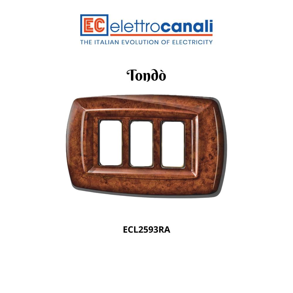 Placa elettrocanali tondò radica di varie modulazioni *** numero posti 3 posti, confezione 1