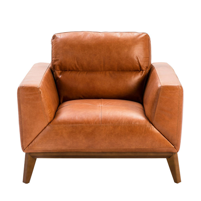 Poltrona in pelle marrone