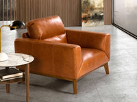 Poltrona in pelle marrone