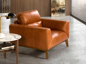 Poltrona in pelle marrone