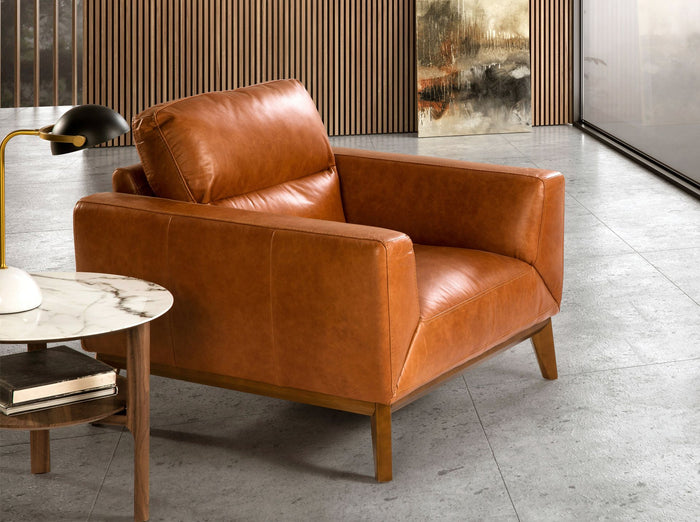 Poltrona in pelle marrone