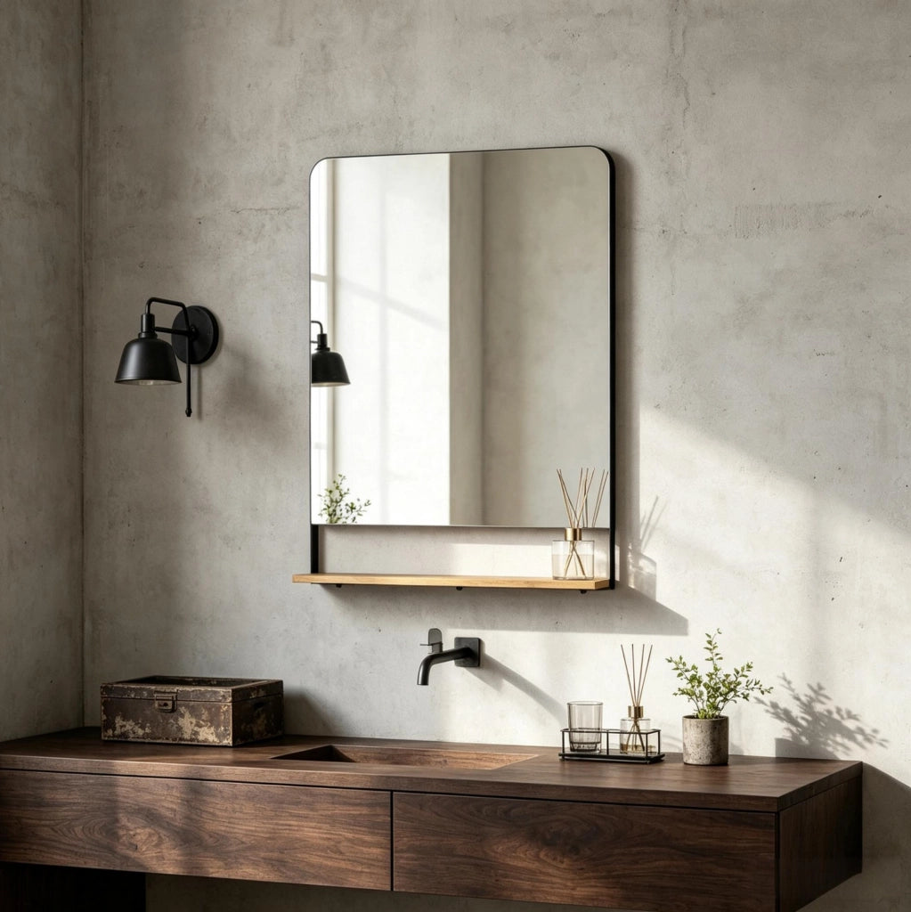 Specchio da parete rettangolare 80 x 60 cm con cornice nera