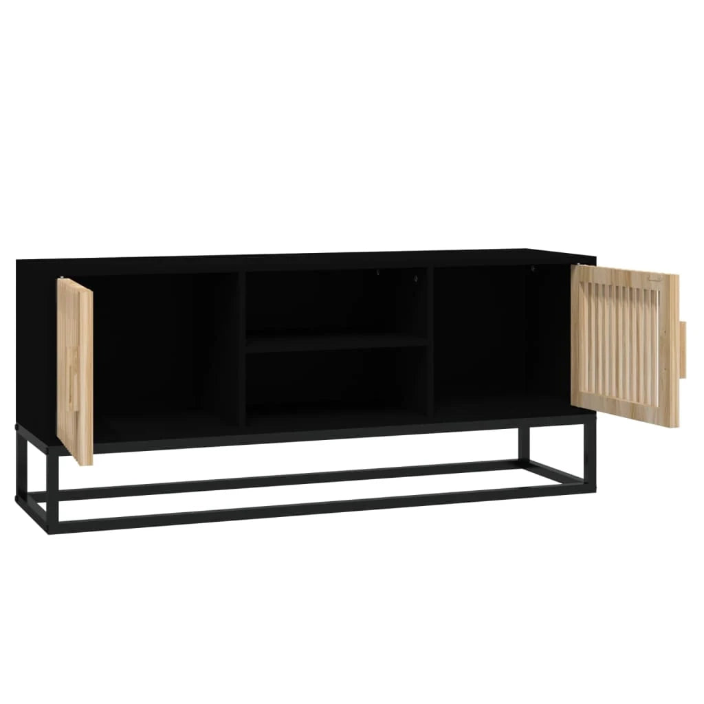 Mobile TV multimediale scaffale TV credenza mobile TV sala da pranzo soggiorno camera da letto 105 x 30 x 45 cm legno ingegnerizzato e ferro nero 02_0025666