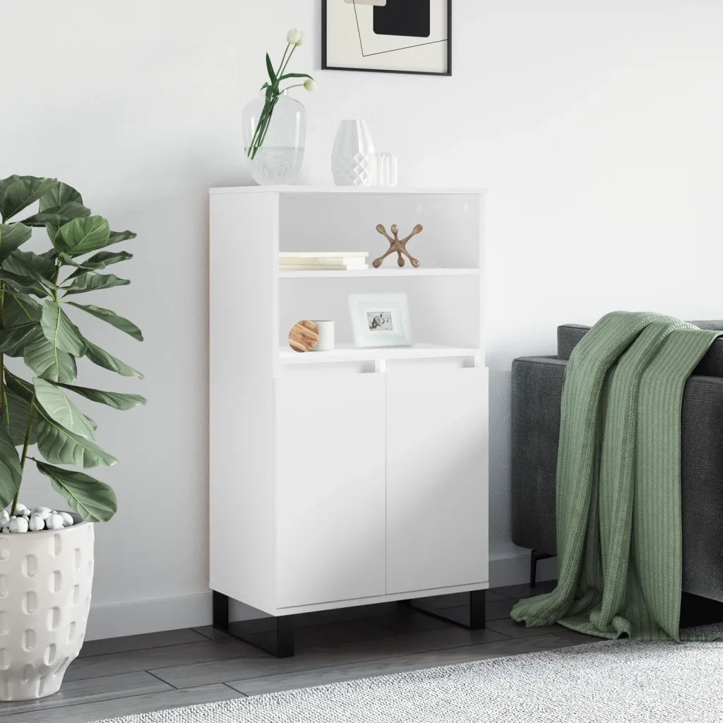 Credenza | Madia | Buffet da pranzo | Armadio da pranzo Alta Bianca 60x36x110 cm in Legno Multistrato