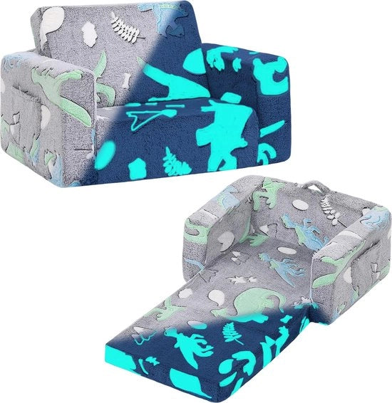 Sedia da Gioco per Bambini 2 in 1 con Luce Nera, Bancarella per Bambini con Sponde e Copertura Rimovibile