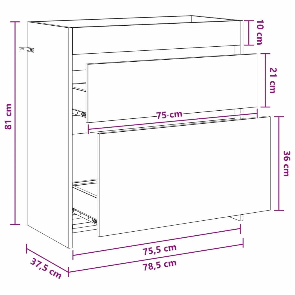 Mobiletto da Bagno Sotto Lavabo Rovere Artigianale 890743