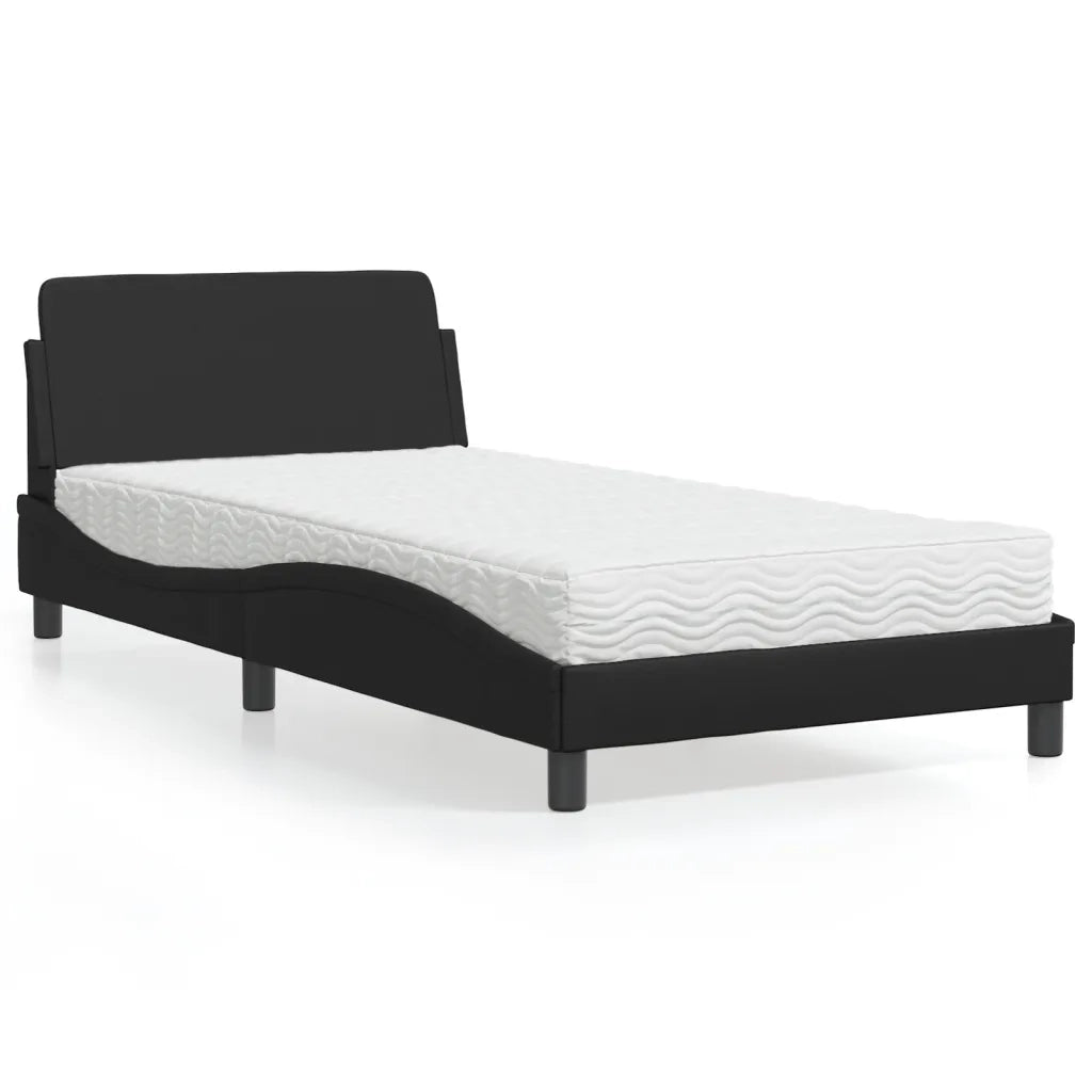 Letto con Materasso Dover Nero 100x200 cm in Similpelle