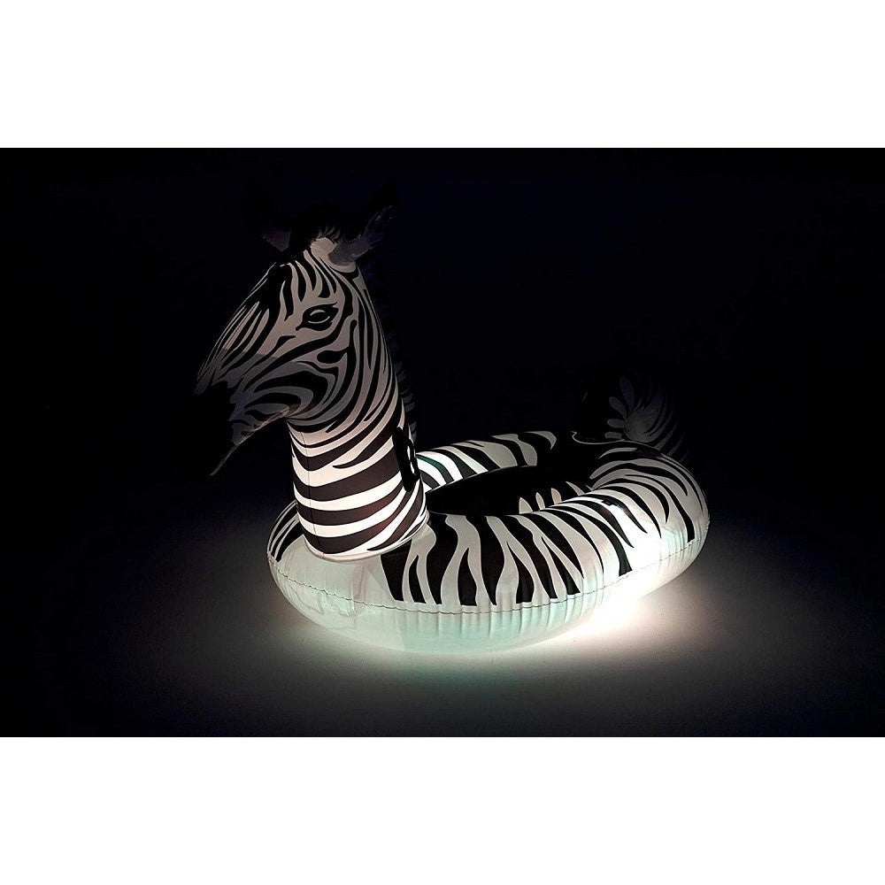 Trade Shop - Cavalcabile Fashion Gonfiabile Zebra Gigante Con Luci Led Piscina 254x142cm 41406 -