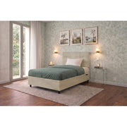 Letto imbottito Singolo 80x200 cm Square - Contenitore,Microfibra,Sabbia