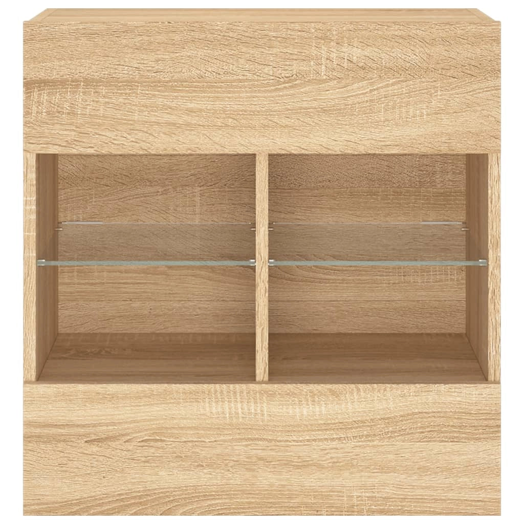 Mobile TV multimediale mensola TV credenza mobile TV sala da pranzo soggiorno parete attrezzata per camera da letto con luci LED rovere Sonoma 58,5 x 30 x 60,5 cm marrone 02_0028019