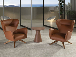 Poltrona girevole in ecopelle marrone