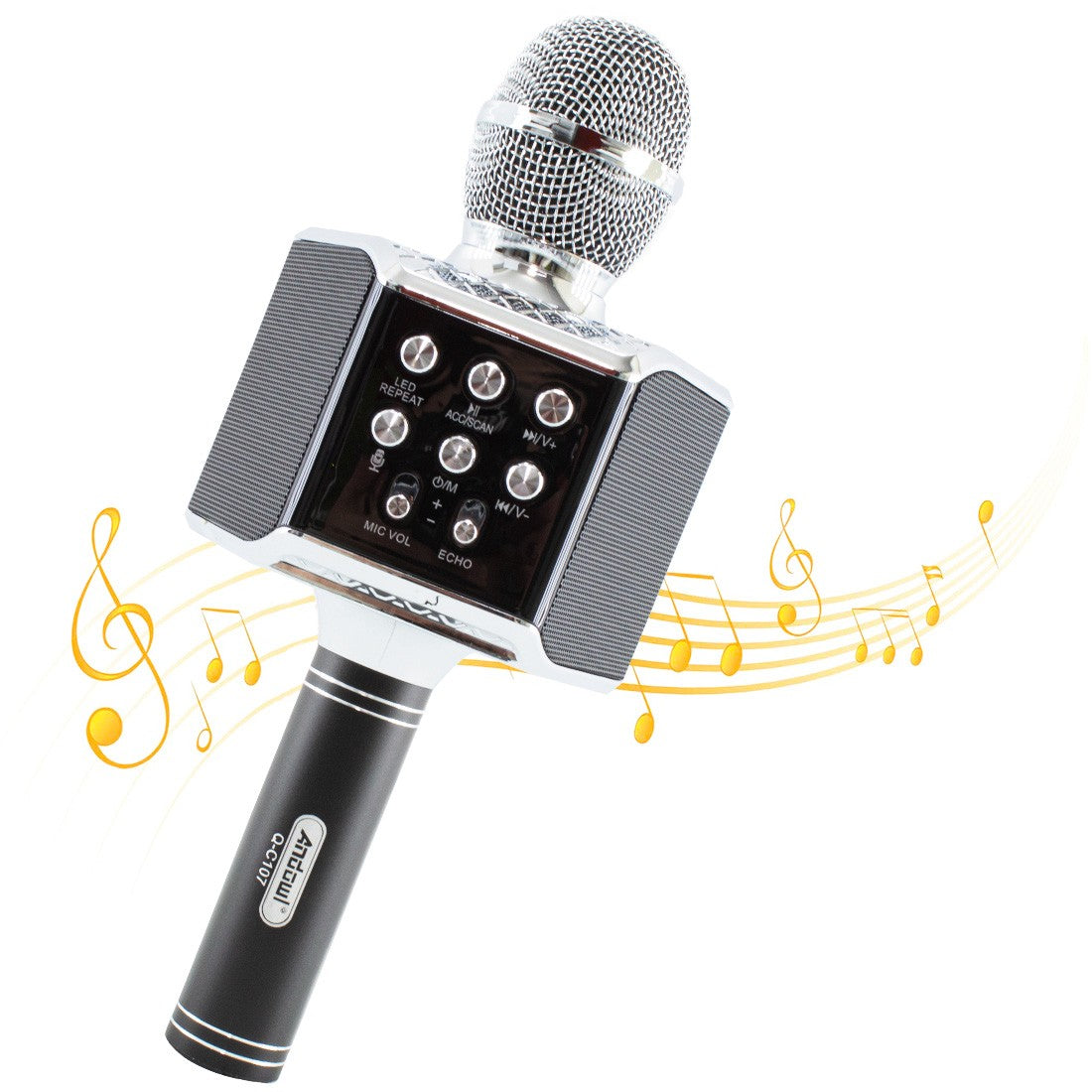Microfono Karaoke Wireless con Luci Led Registra Canta e Riproduce Musica Nero