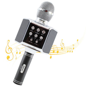 Microfono Karaoke Wireless con Luci Led Registra Canta e Riproduce Musica Nero