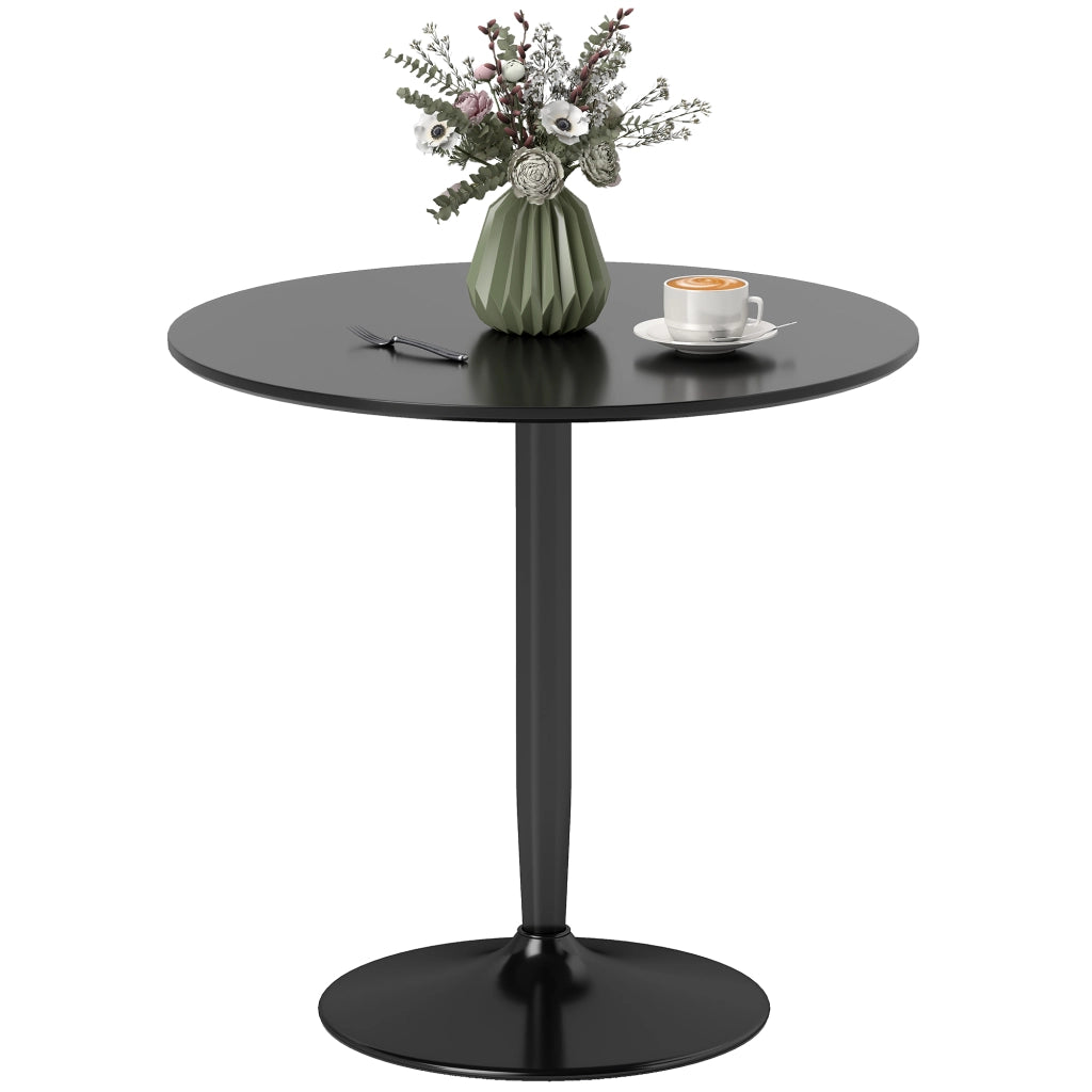Tavolo da pranzo rotondo per 2 persone ¨C zephmum ¨C Nero, MDF e acciaio, ?80x75H cm