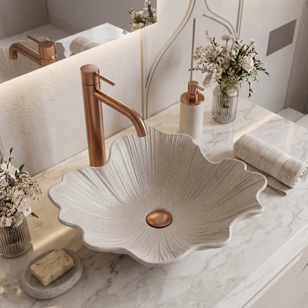 Lavabo Da Appoggio Rea Flower Grey
