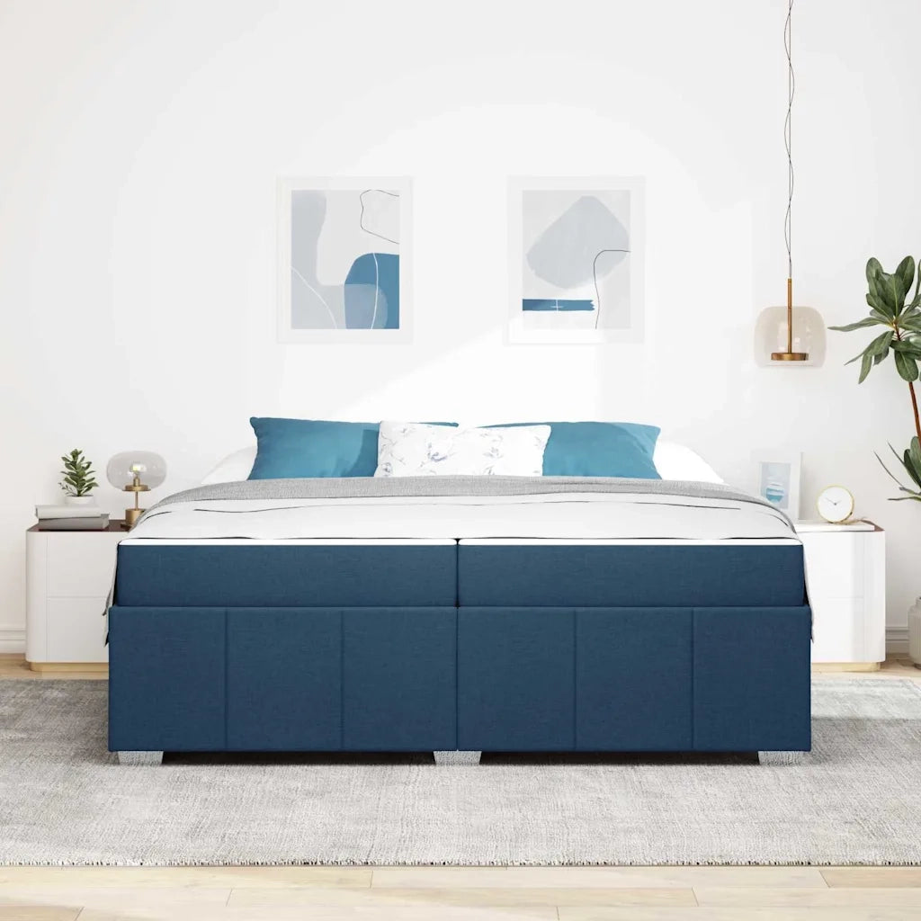 Struttura del letto con materasso Blu 200 x 200 cm Tessuto 3398313