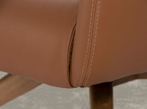 Poltrona girevole in ecopelle marrone