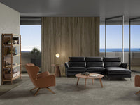 Poltrona girevole in ecopelle marrone