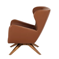 Poltrona girevole in ecopelle marrone