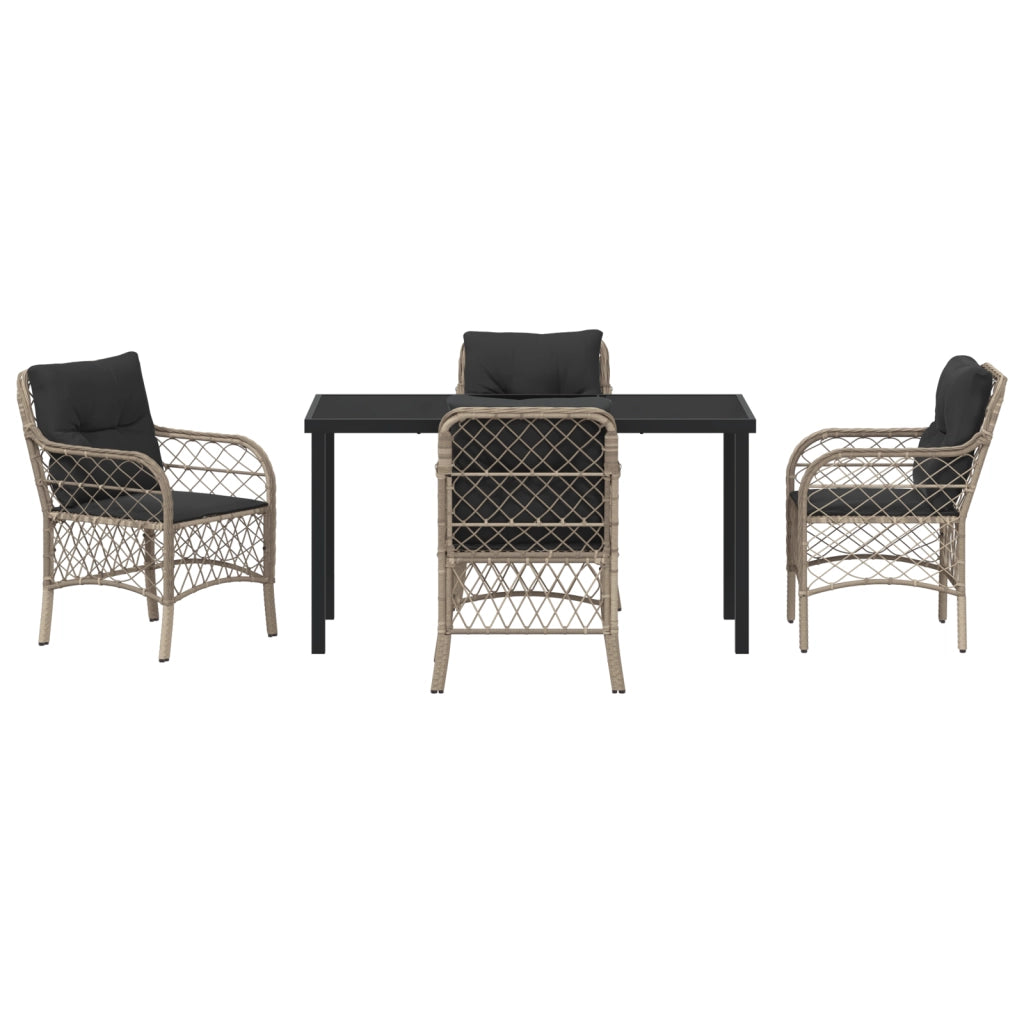 Set da pranzo da giardino da 5 pezzi con cuscini Grigio Chiaro Polyrattan
