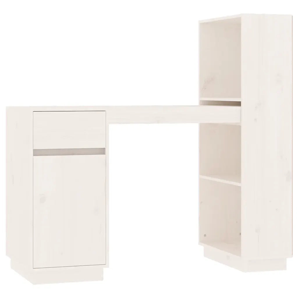 Scrivania Bianca 110x53x117 cm in Legno Massello di Pino 814510