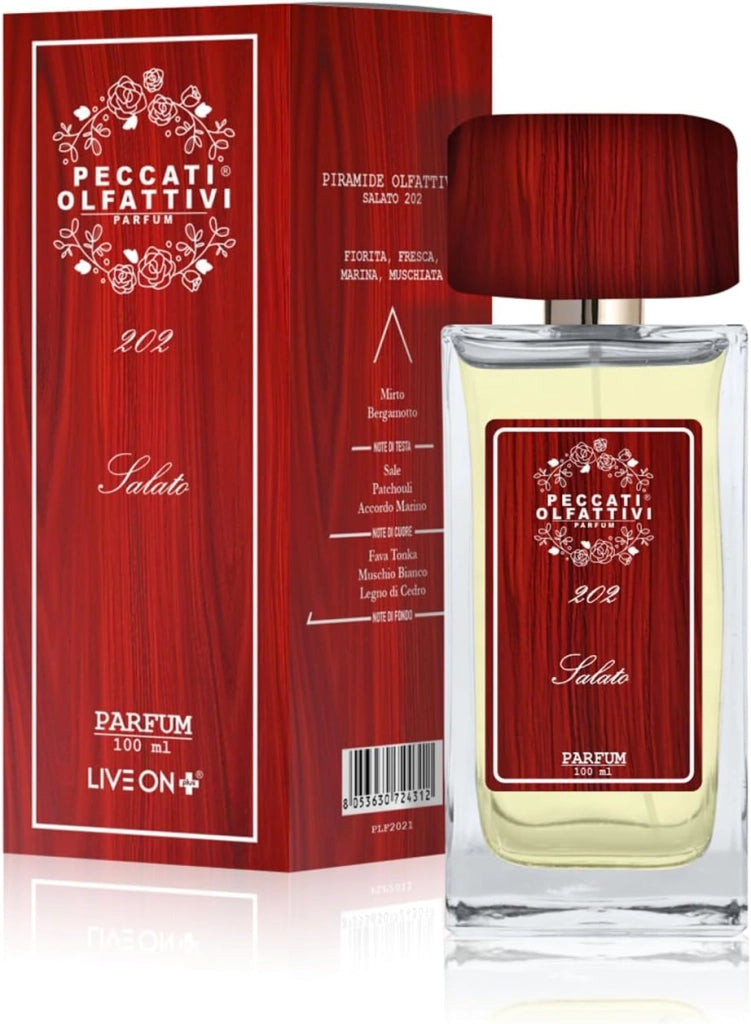 PECCATI OLFATTIVI N.202 Profumo Unisex Equivalente Acqua di Sale – Parfum 100 ml, 30% Essenza Pura, Fragranza Unisex Intensa e Persistente, Lunga Durata