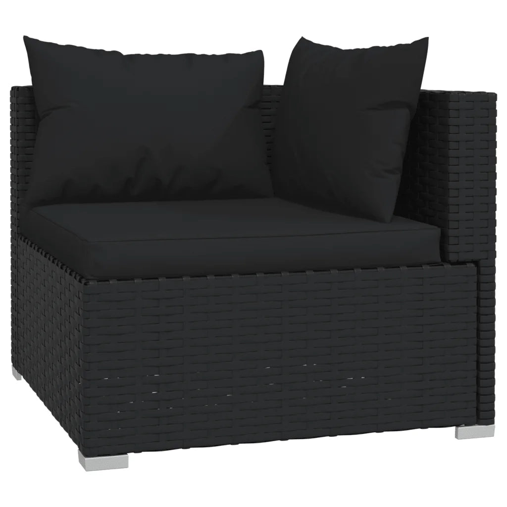 Set Divani da Giardino 6 pz con Cuscini in Polyrattan Nero cod mxl 40417
