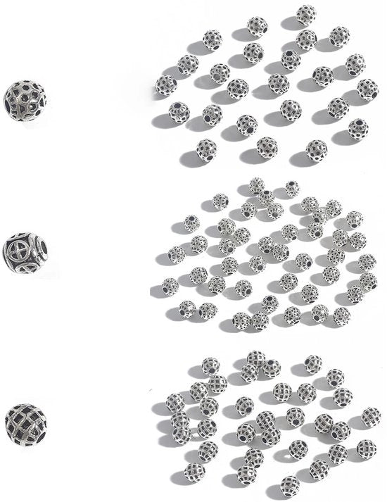 Kralen per spacer 60 pezzi - Argento tibetano - Lega antica - Perle metalliche - Creazione di gioielli - Duraturo e privo di piombo - Perle per gioielli