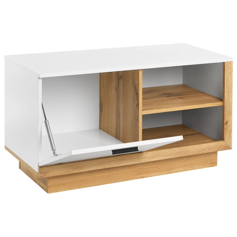 Set da ingresso: mobile portaoggetti in truciolato bianco con panca porta scarpe e ganci appendiabiti, stile moderno minimalista