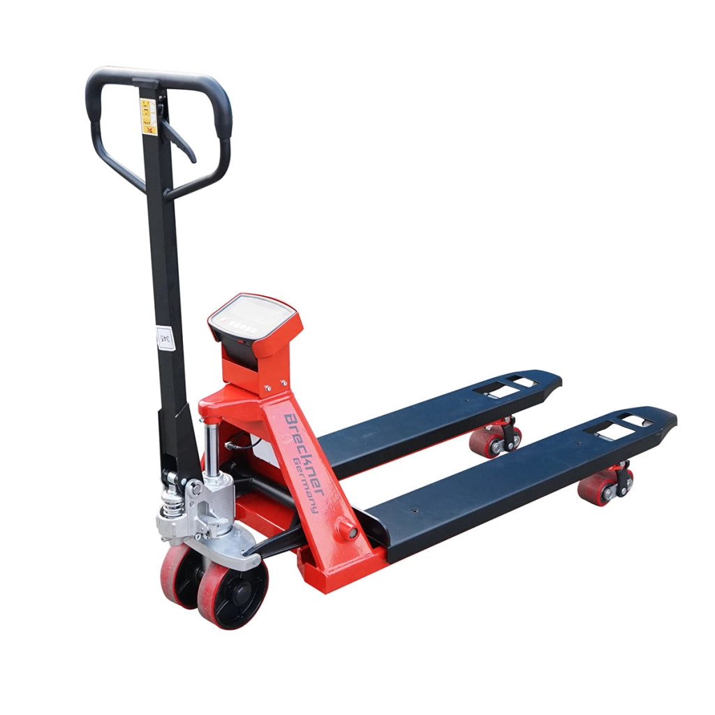 Transpallet manuale 2T con bilancia elettronica e ruote in poliuretano (silicone) birullo– Breckner Germany