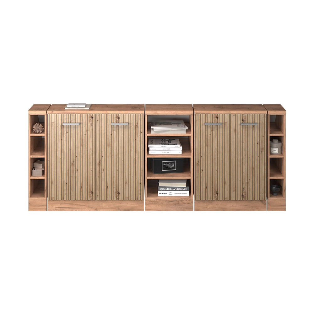 Set di mobili sottotetto Rion Rovere artigianale/Rovere dorato 210 cm Set di 5 carcasse armadio profondità 60 cm Vicco