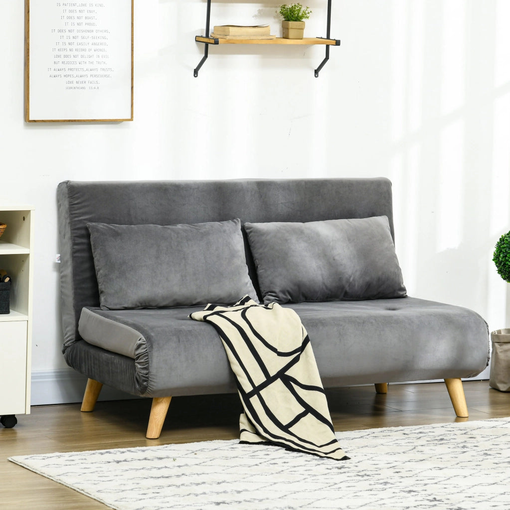 Poltrona letto 72x78x79 cm 2 in 1 con schienale reclinabile in poliestere grigio