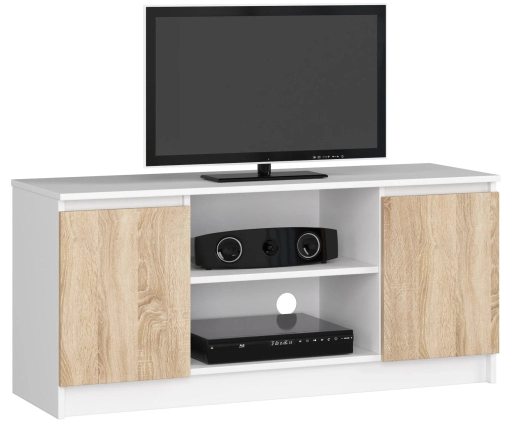 Mobile TV AKORD Bianco 120 cm 2 ante inserto frontale Sonoma Quercia 120x40x55 cm