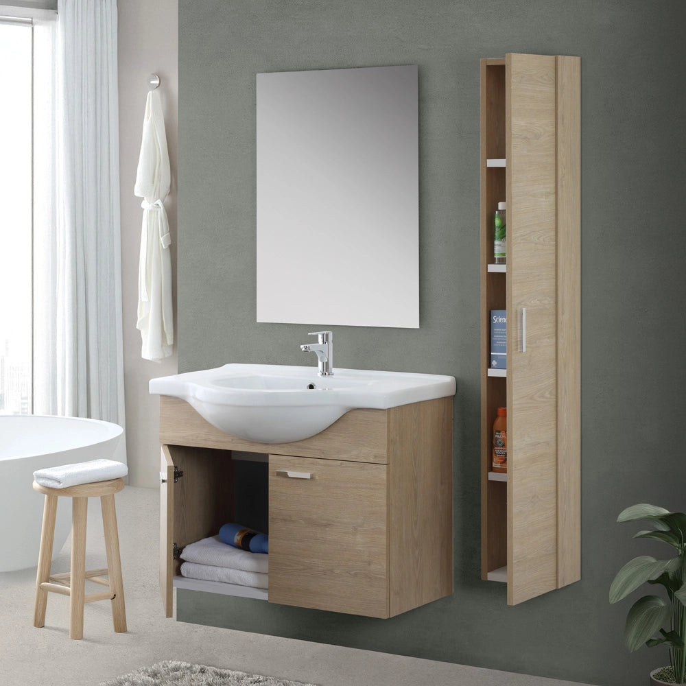 Pensile bagno sospeso 150 cm rovere dolomite con anta reversibile Desya