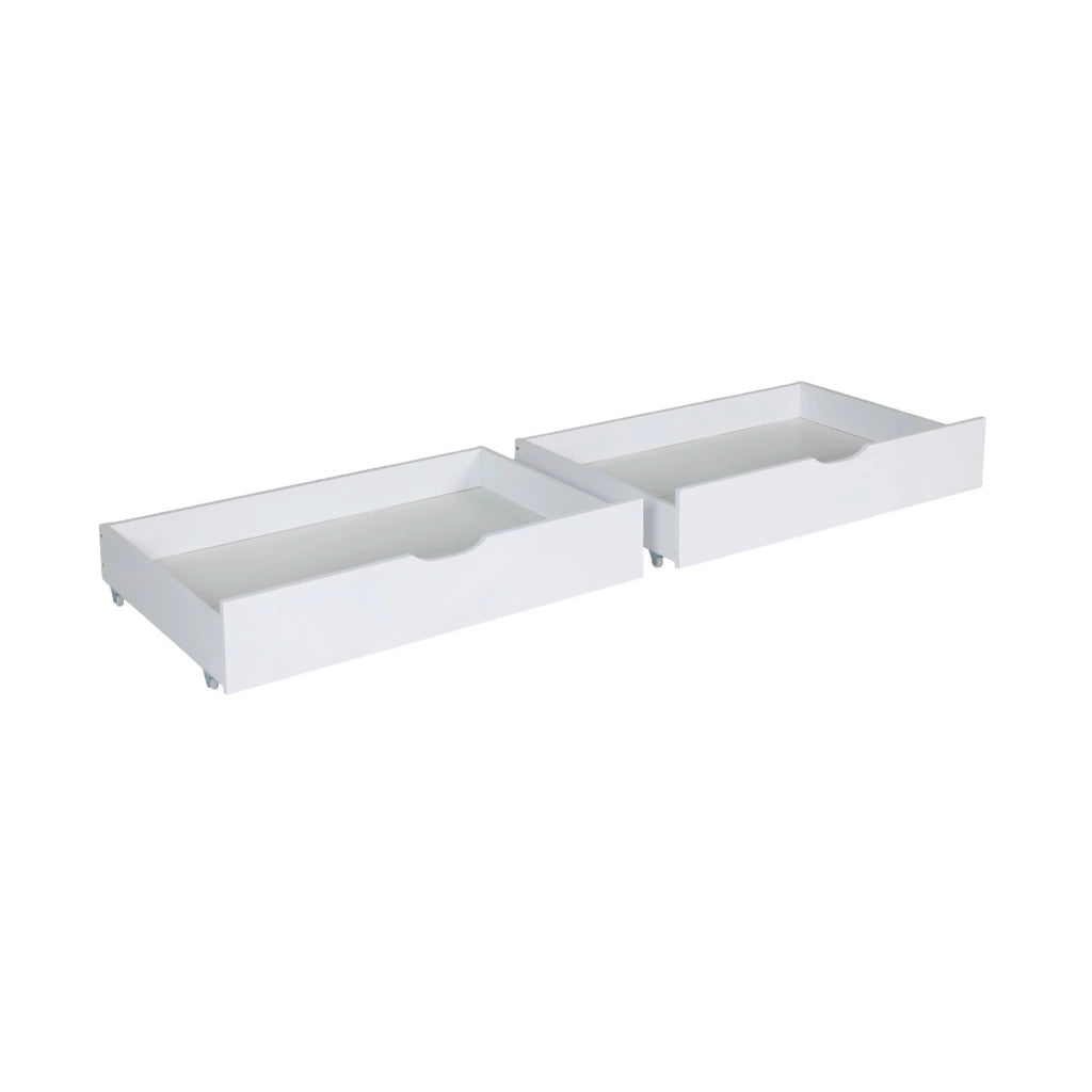 Cassettone letto per bambini roya in legno di pino, set da 2, bianco