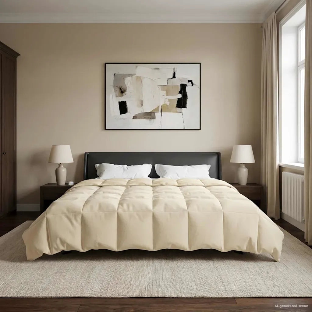 Duvet Invernale Trapuntato Crema 200 x 220 cm Microfibra 42026153