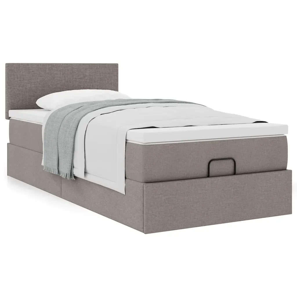 Struttura Letto Pouf con Materasso Tortora 80x200 cm in Tessuto 3311335