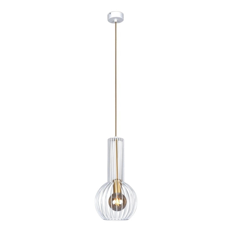 Lampada a sospensione bianco oro E27 Ø20 Kaja K-4525