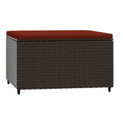 Poggiapiedi da Giardino con Cuscino in Polyrattan Marrone CFW2413048