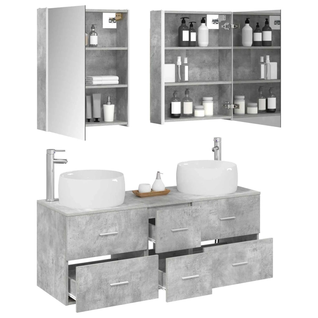 Set di mobili per il bagno 5 pcs Grigio Cemento 3407050