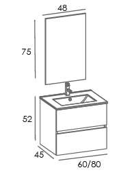 Composizione mobile bagno sospeso con cassetti cm 80 mod. DEARUM - Grigio Tempesta