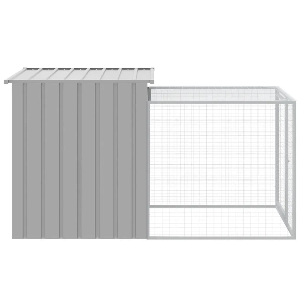 Gabbia per polli con recinto grigio chiaro 110x201x110 cm in acciaio zincato 172360